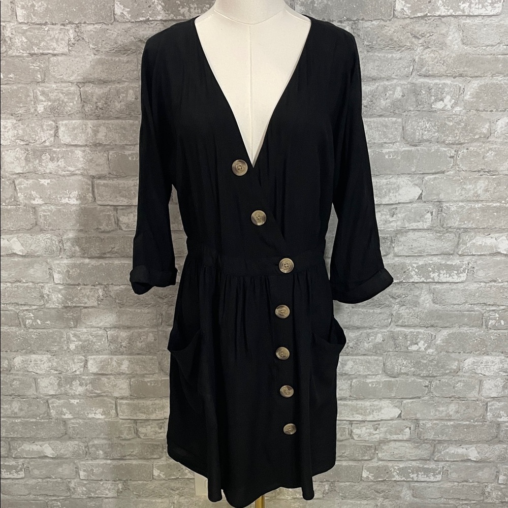 ASOS Black Button-Down Mini Dress